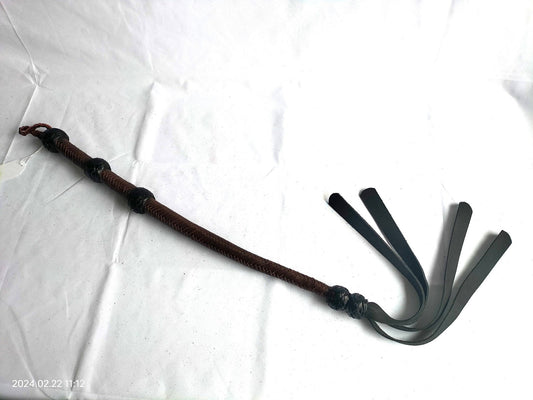 Zwart/whisky gesel met 4 zacht tuigleder falls - SM - speeltjes