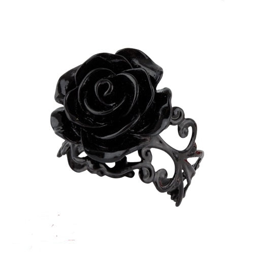 BLACK rose adjustable ladies ring