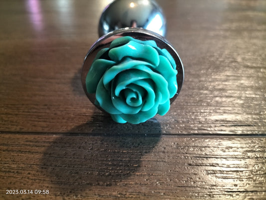 Butt plug with dark green rose size Medium
