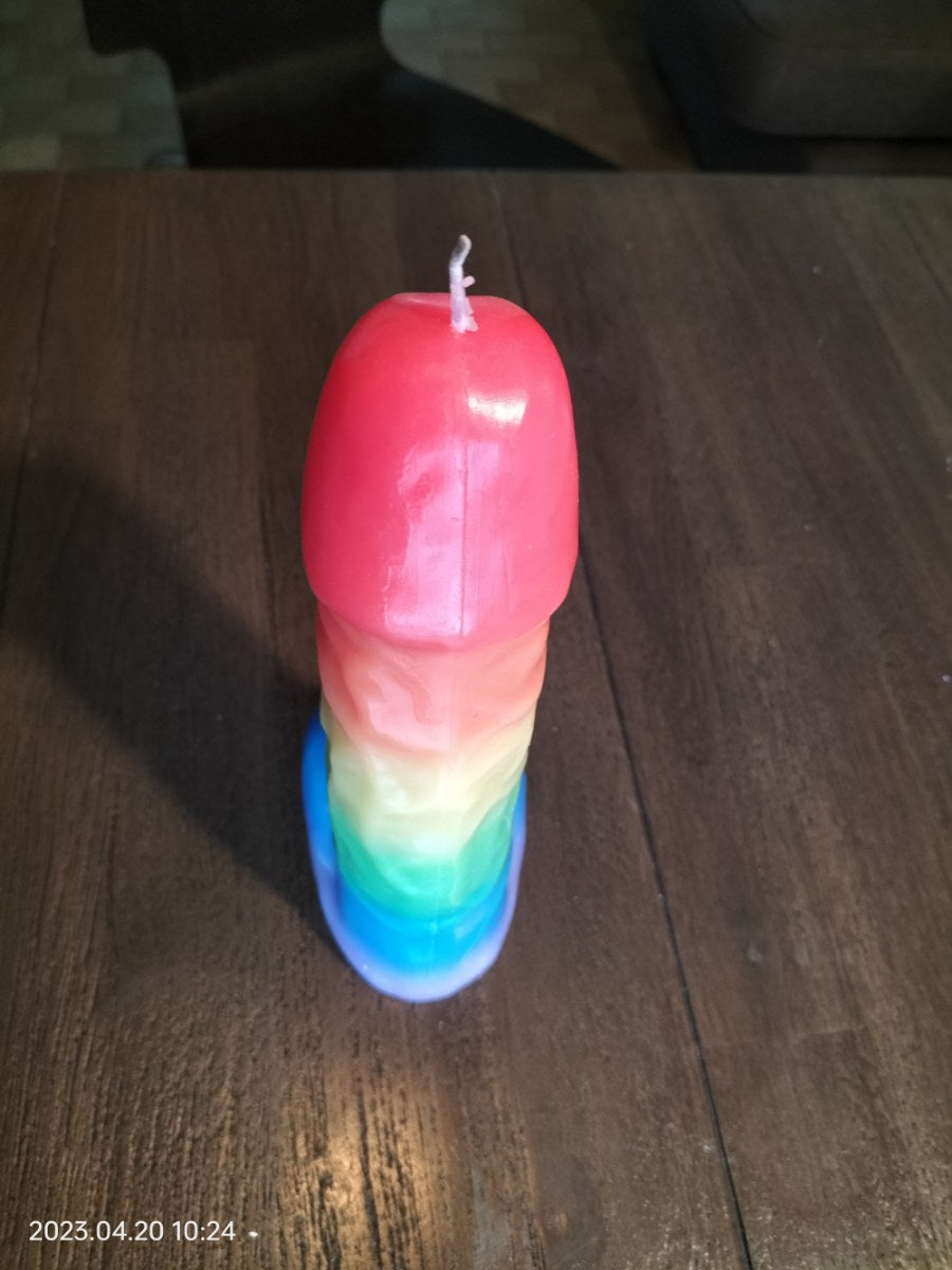 Regenboog penis kaars