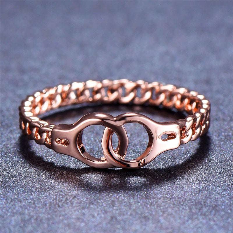 Handcuff ring rose gold plated size 7