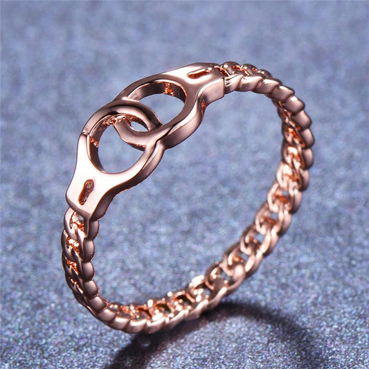 Handcuff ring rose gold plated size 8