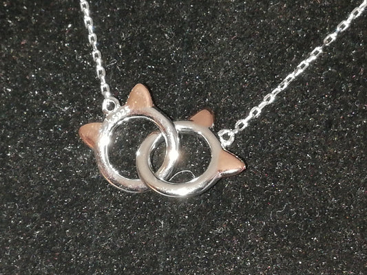 Sterling silver kitten necklace