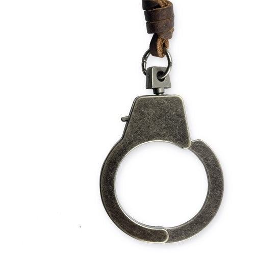 Leather necklace with large handcuff