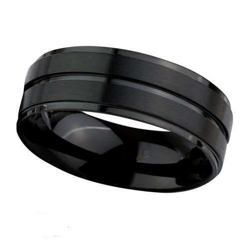 Black stainless steel men's ring various sizes