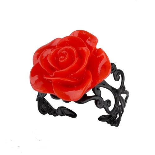 RED rose adjustable ladies ring