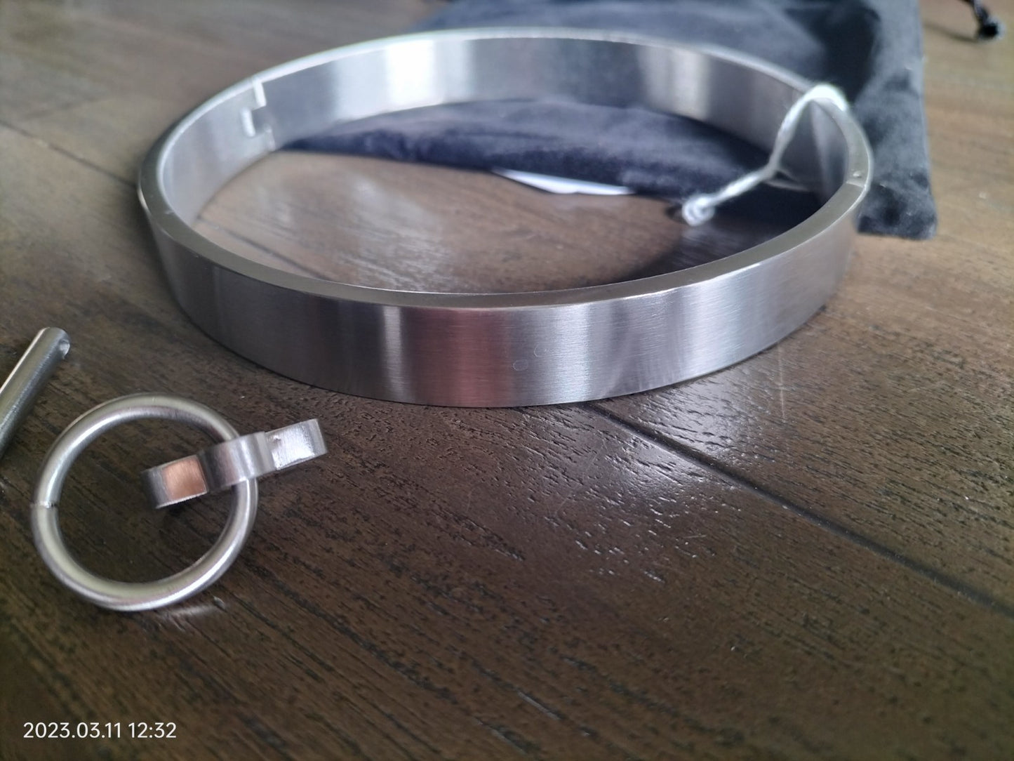 Story of O RVS collar plat geborsteld mat  maat 128 mm