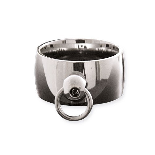 Story of O ring acier inoxydable avec strass noir taille 54