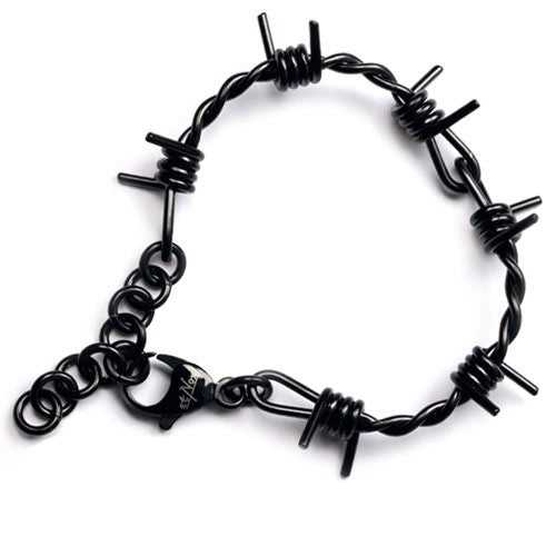 Stainless steel barbed wire bracelet black