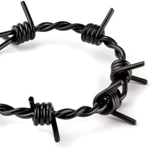 Bracelet fil de fer barbelé en acier inoxydable noir