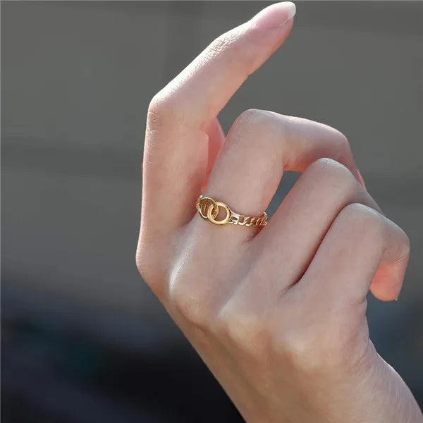 Handcuff ring gold plated size 5