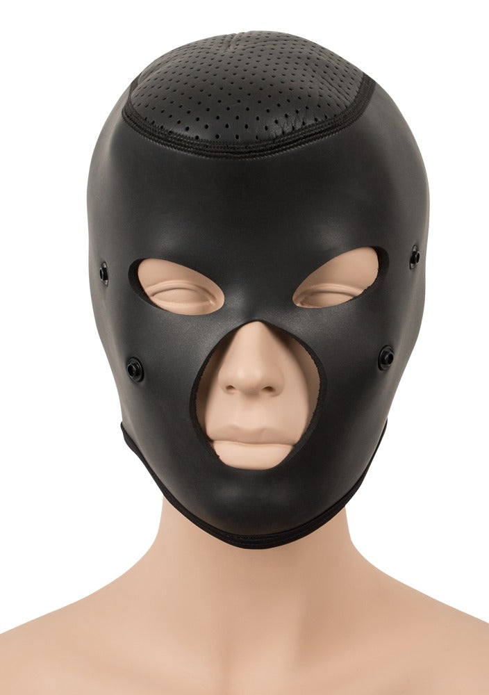 Head mask with dark red accent