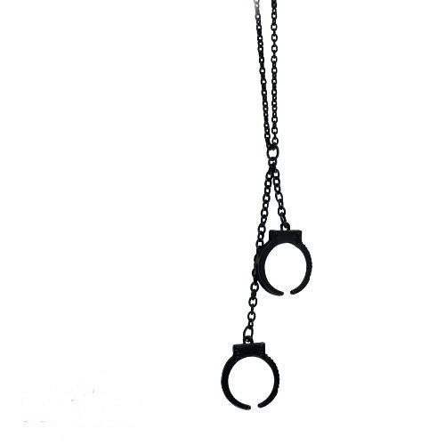 Chain with handcuffs black stainless steel