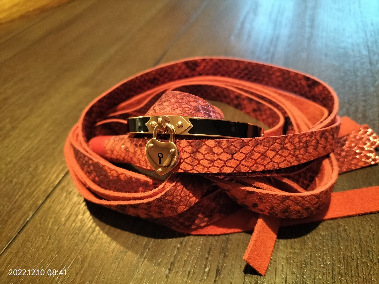 Bracelet esclave en acier inoxydable plaqué or rose avec du noir