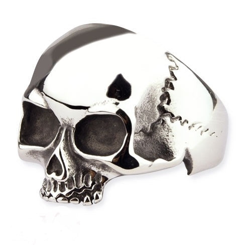 Skull ring RVS maat 56