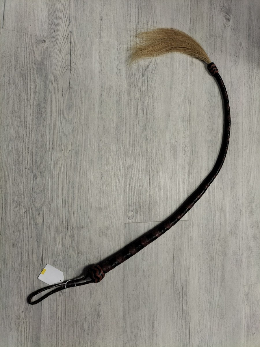 Black/red snake whip with blond cow hair