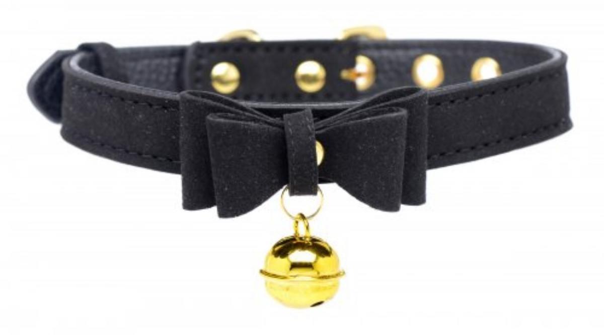 Vegan collar black with bell
