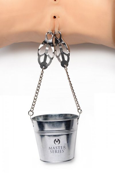 Slave Bucket With Nipple / Labia Clamps