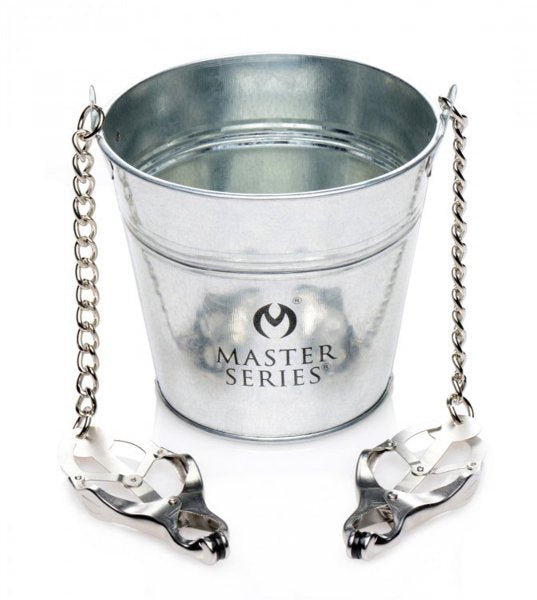 Slave Bucket With Nipple / Labia Clamps