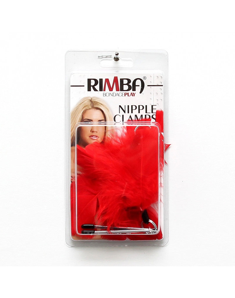 Nipple clamps with red feathers
