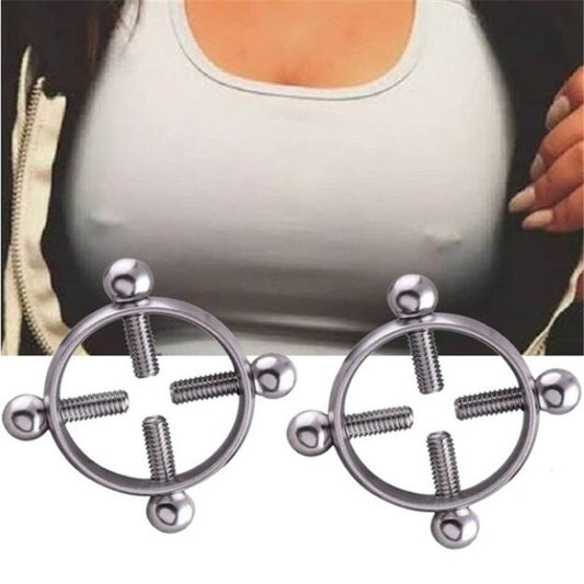 Nipple rings silver colored