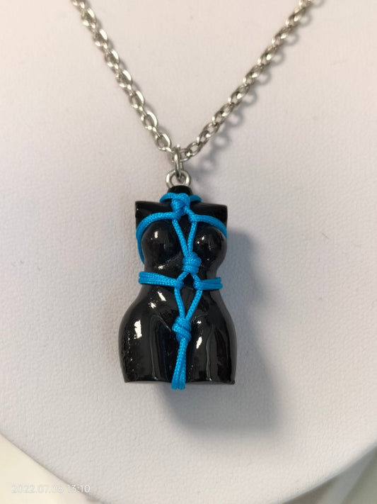 Bondage halsketting touw blauw - SM - speeltjes