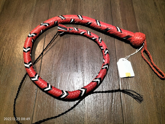 Bullwhip 3 foot rood/zwart/wit - SM - speeltjes