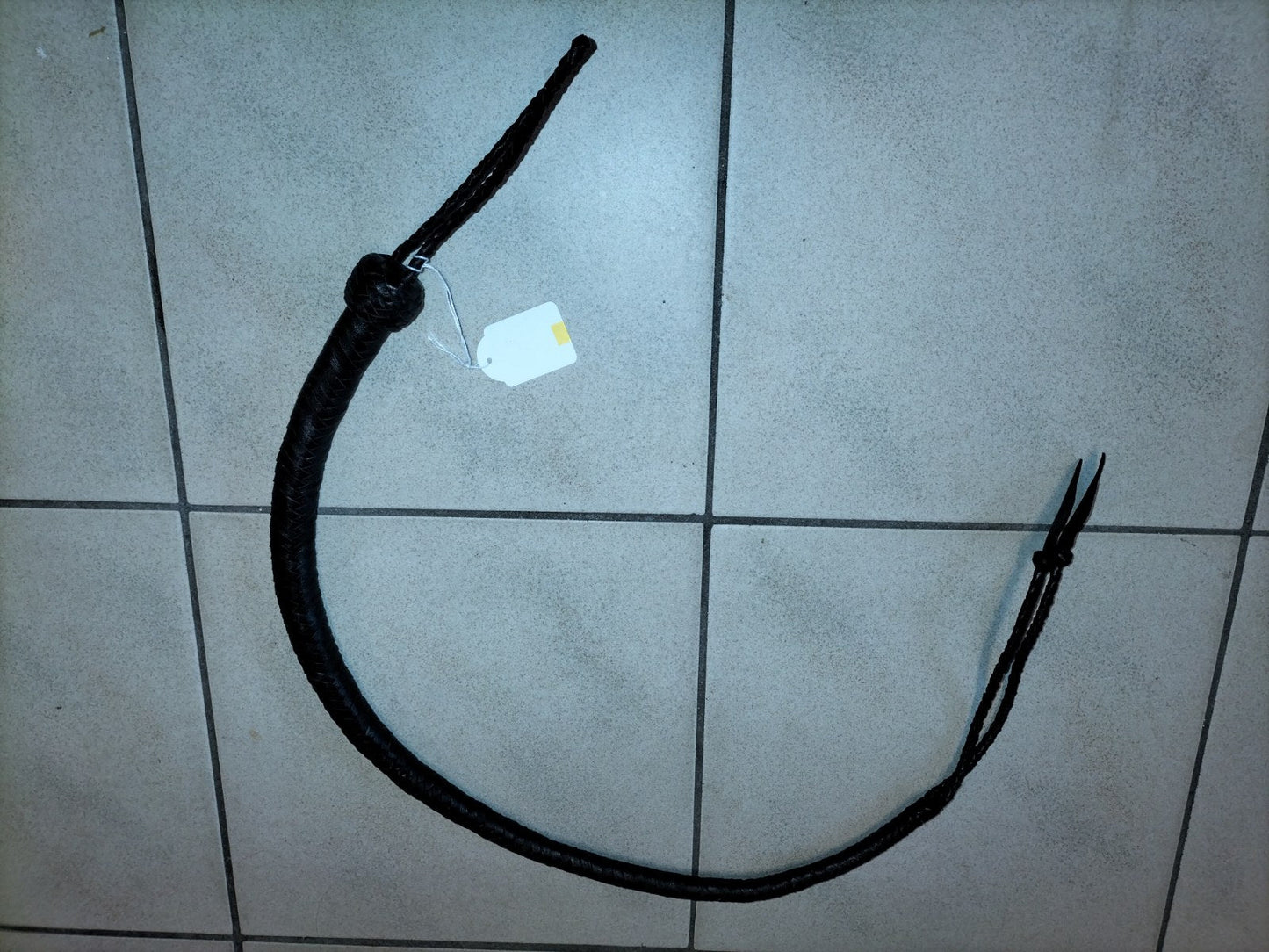 Gespleten lederen snakewhip zwart - SM - speeltjes