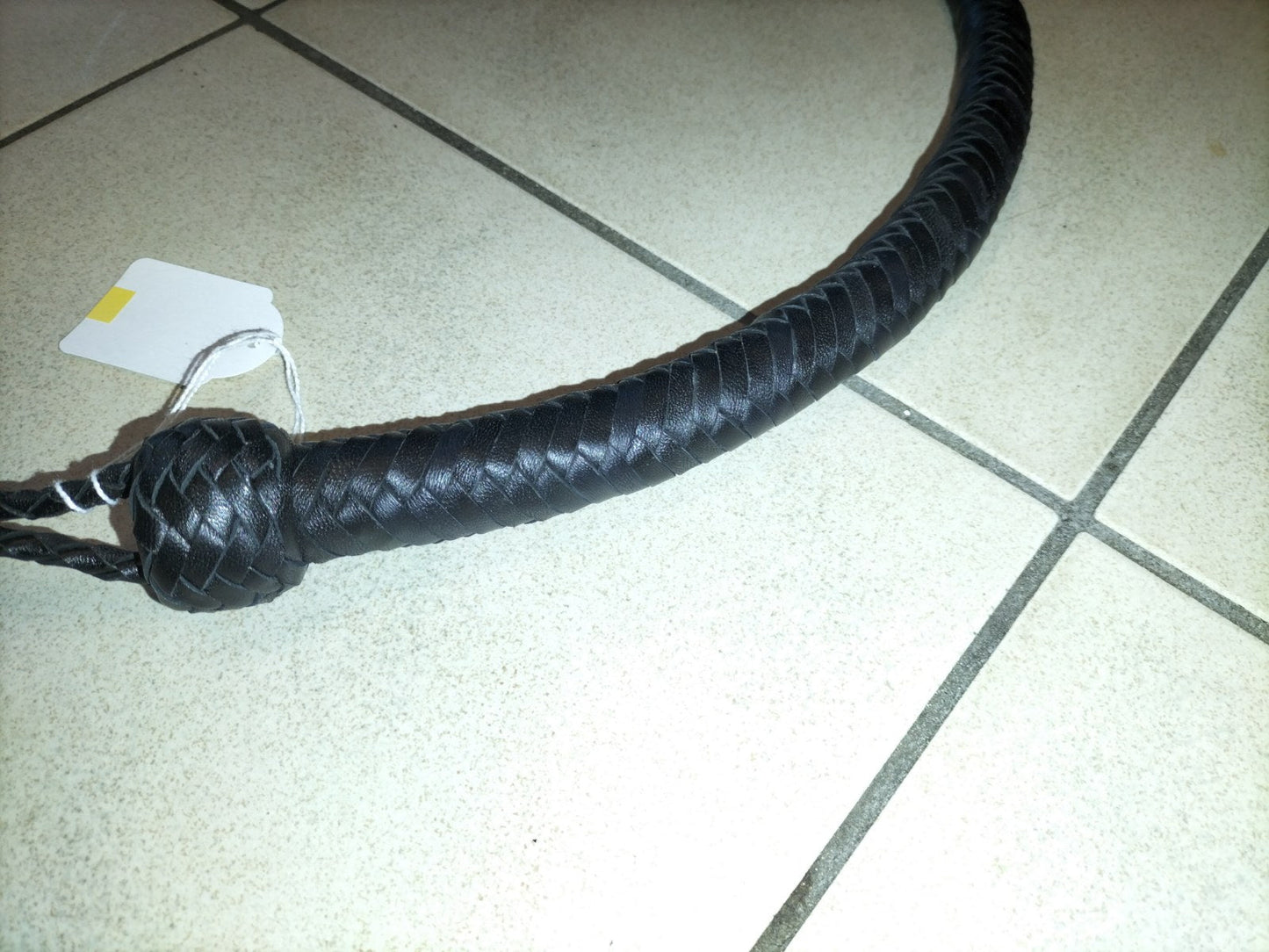 Gespleten lederen snakewhip zwart - SM - speeltjes