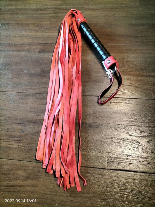 Lams lederen flogger rood/zwart - SM - speeltjes