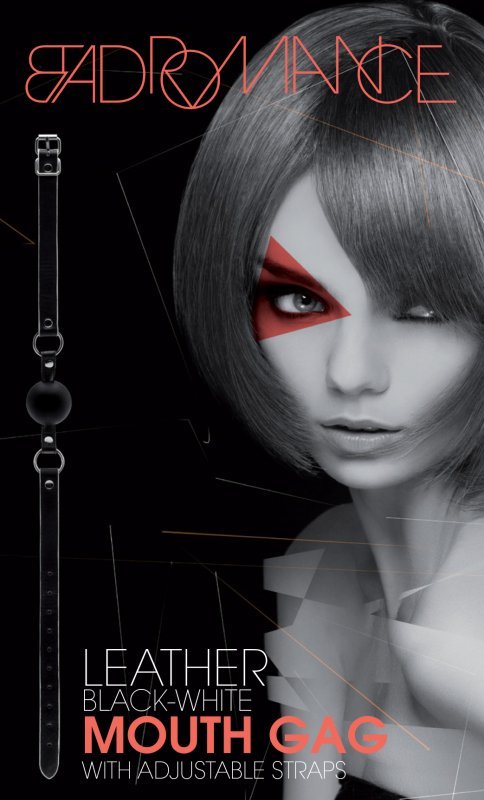 Leren zwart/witte ballgag - SM - speeltjes