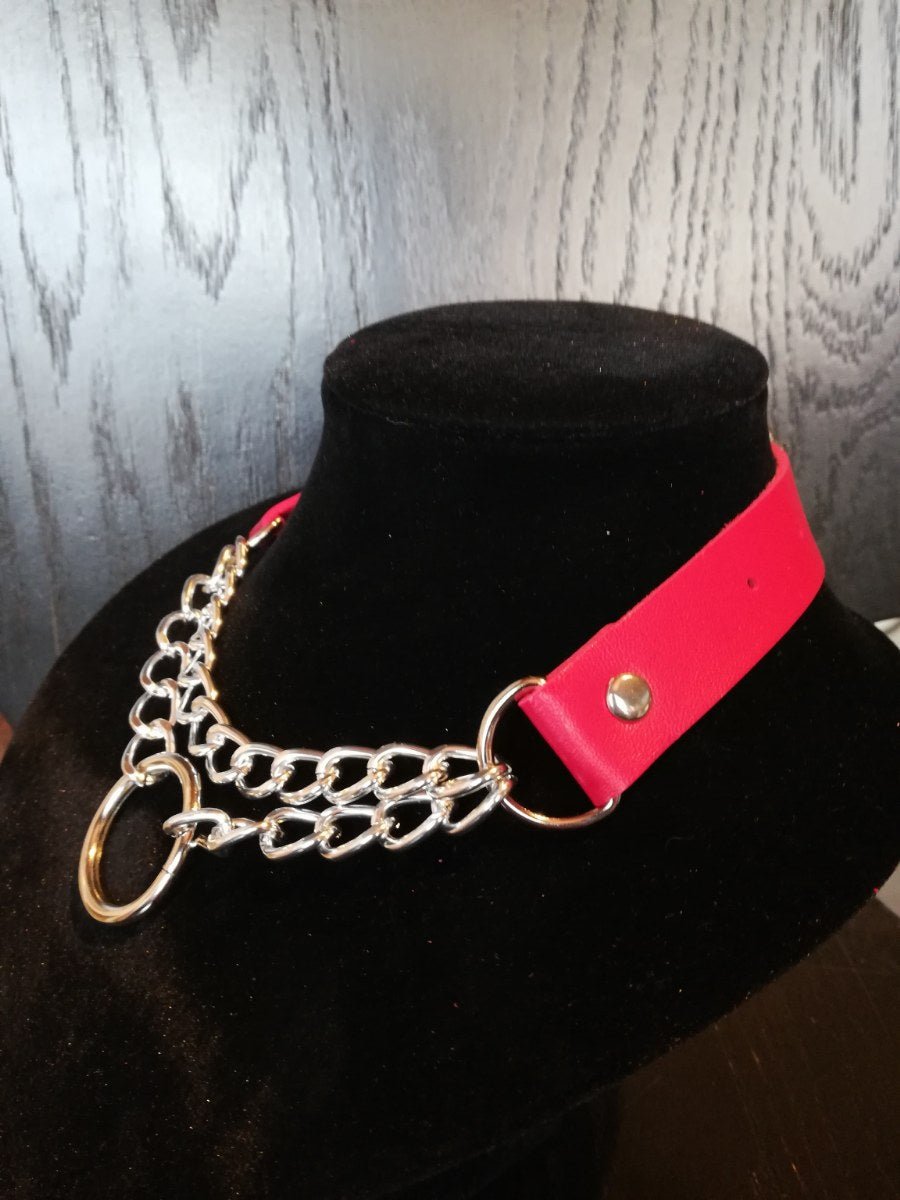 Rode Collar met Ketting en Ring - SM - speeltjes