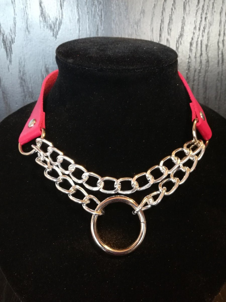 Rode Collar met Ketting en Ring - SM - speeltjes