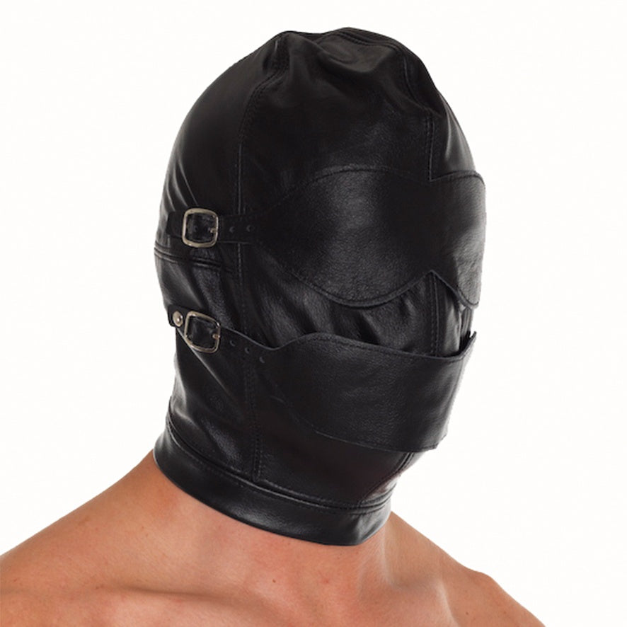 Head mask with removable gag, mouth and eye parts