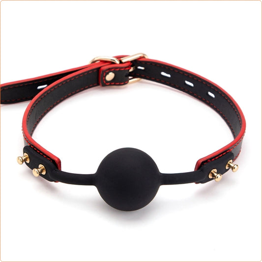 Silicone mouth gag red black