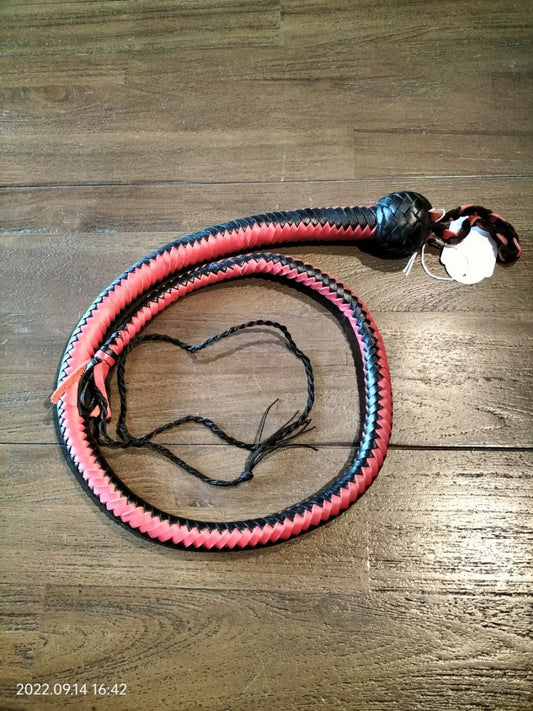Snake whip 90 cm rood zwart patroon - SM - speeltjes