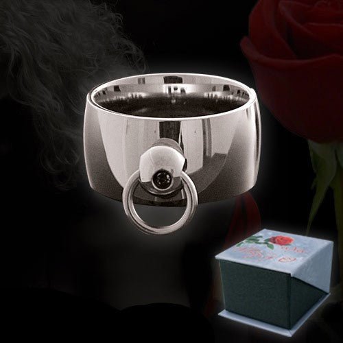 Story of O ring RVS met zwarte stras (diverse maten) - SM - speeltjes