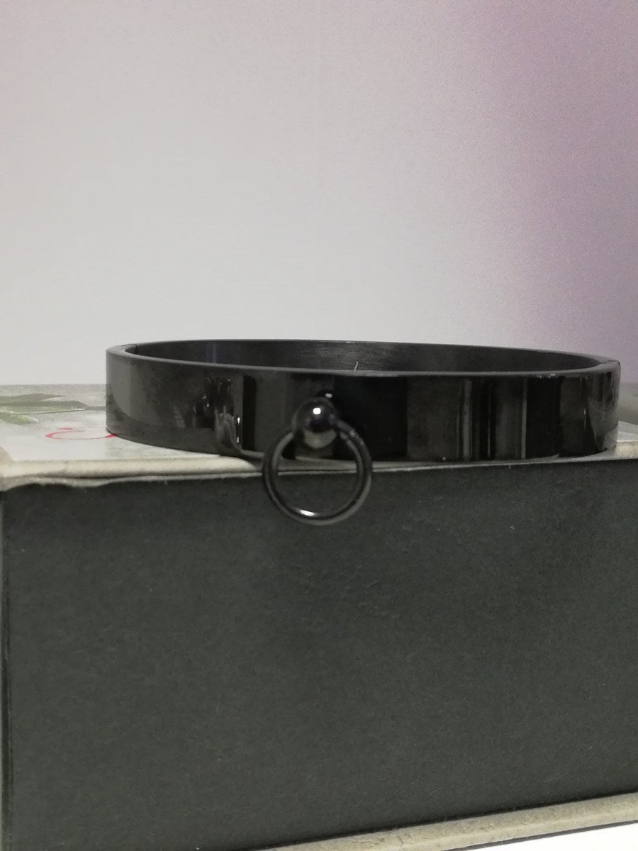 Story of O RVS armband zwart gecoat - SM - speeltjes