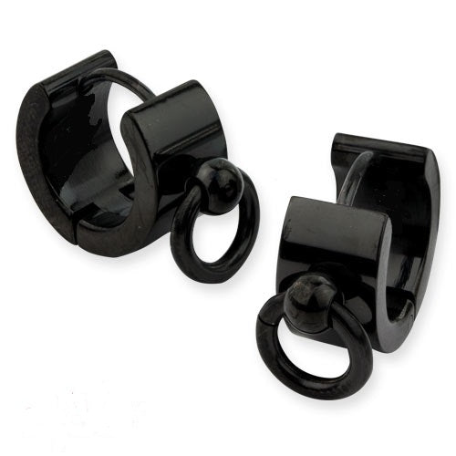 Story of O RVS oorbellen zwart gecoat - SM - speeltjes