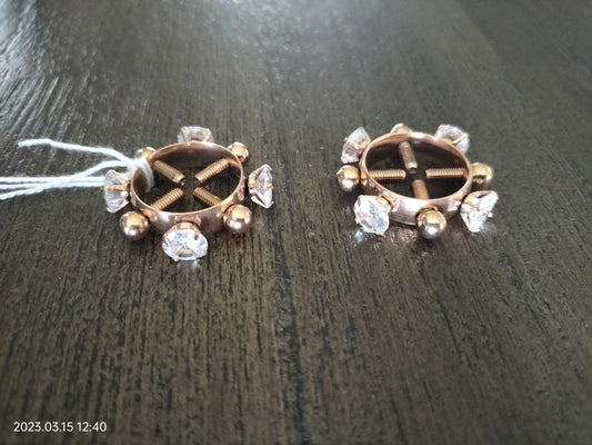 Tepelringen met steentjes zijkant rosé goudkleurig - SM - speeltjes