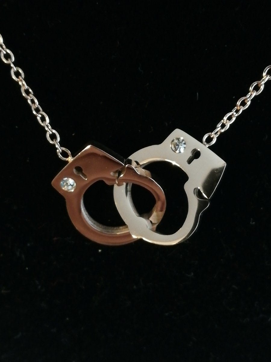 Titanium halsketting met handboeien rosé kleurig - SM - speeltjes
