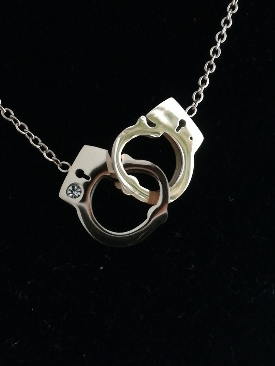 Titanium halsketting met handboeien rosé kleurig - SM - speeltjes