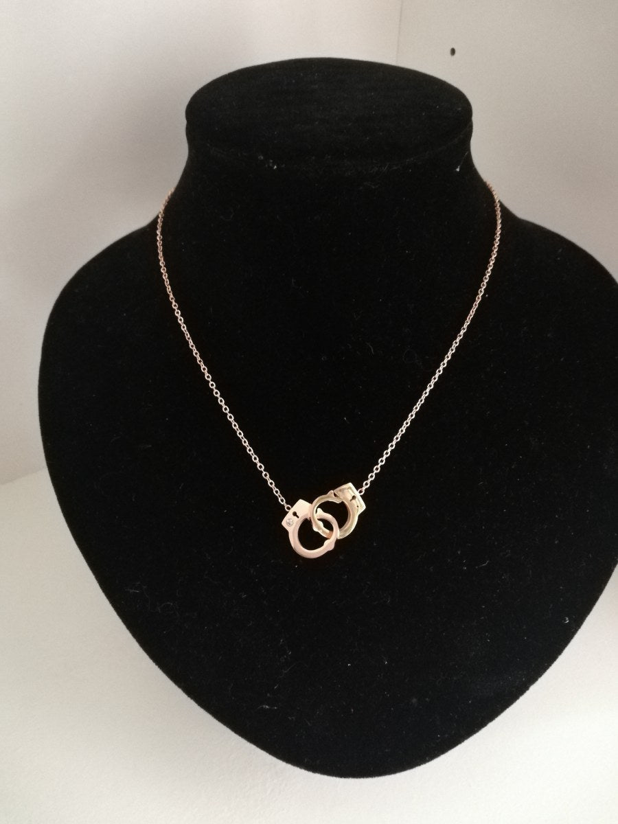 Titanium halsketting met handboeien rosé kleurig - SM - speeltjes
