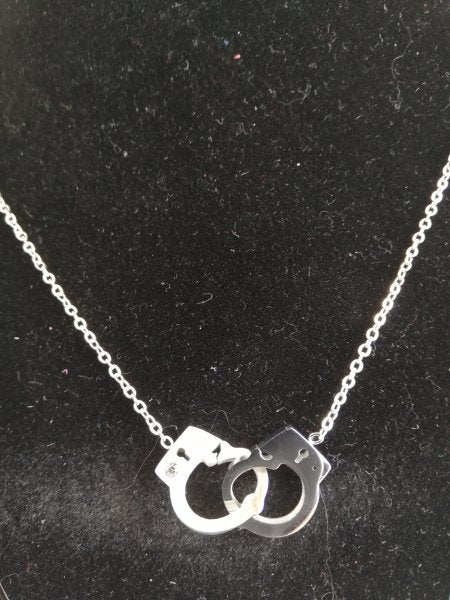 Titanium halsketting met handboeien zilver kleurig - SM - speeltjes