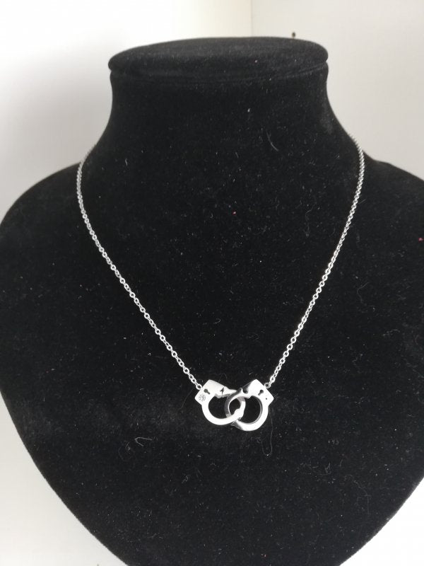 Titanium halsketting met handboeien zilver kleurig - SM - speeltjes