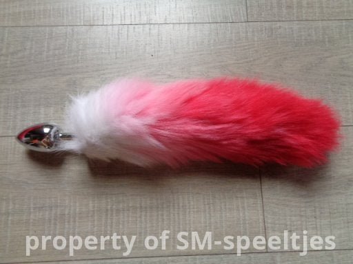 Wit - rode vossenstaart Large - SM - speeltjes